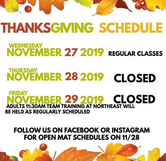 ThanksGiving Schedule