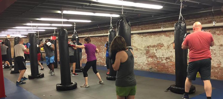 group of people at a fitness class in Raleigh